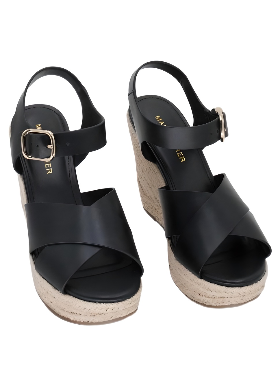 Marc Fisher Herve Black Espadrille 3.5" Wedge Sandals Size 6.5M